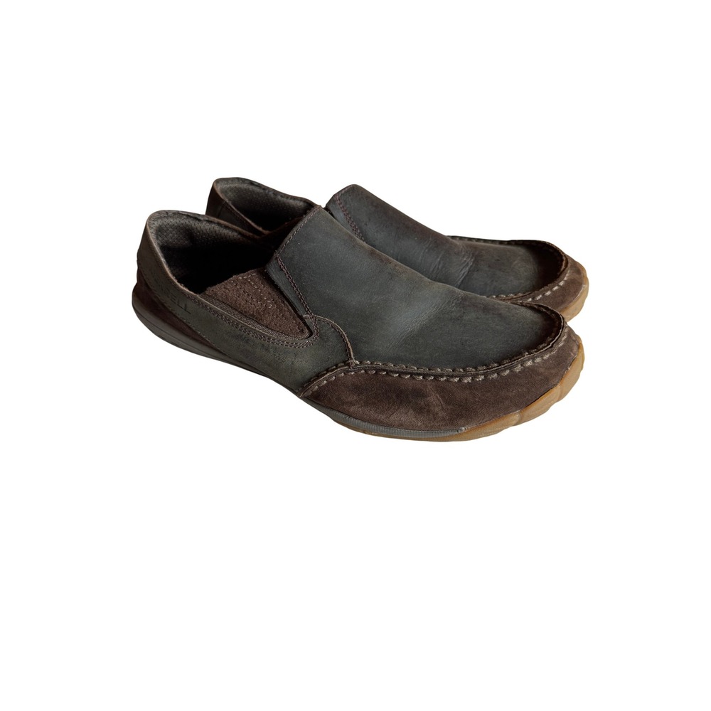 Merrell Radius Glove Mens Brown Leather Suede Slip On Vibram Shoes Loafers